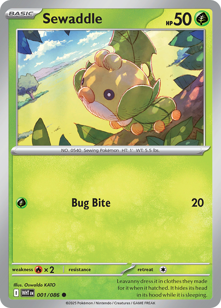 Sewaddle 001/086 White Flare Pokémon card