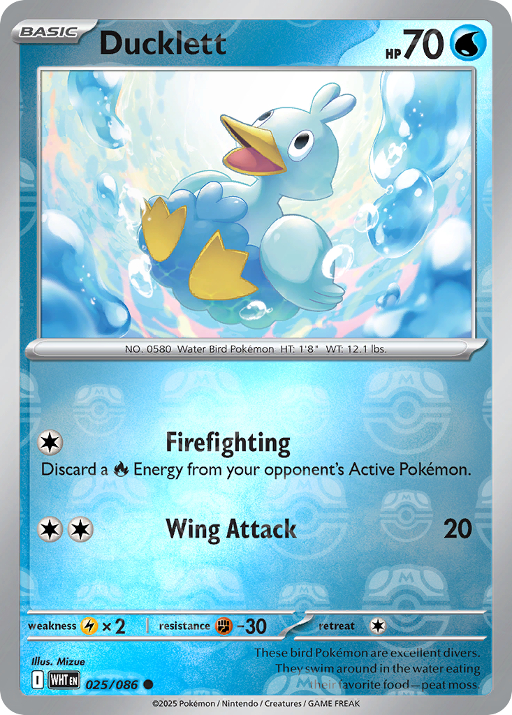 Ducklett 025/086 White Flare Pokémon card