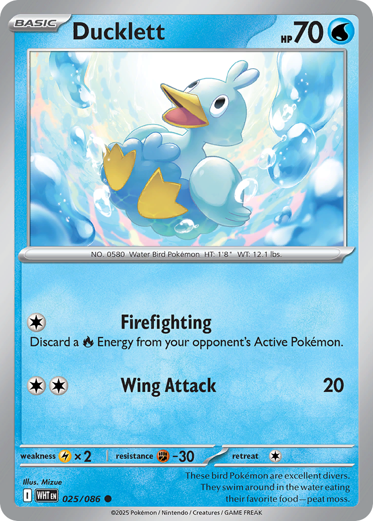 Ducklett 025/086 White Flare Pokémon card