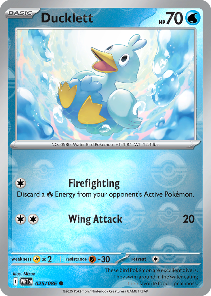 Ducklett 025/086 White Flare Pokémon card