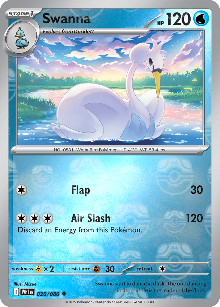 Swanna 026/086 White Flare Pokémon card