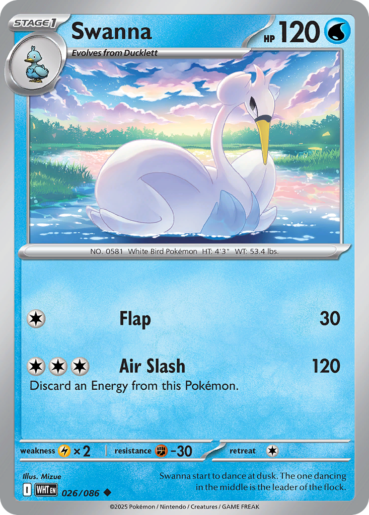 Swanna 026/086 White Flare Pokémon card