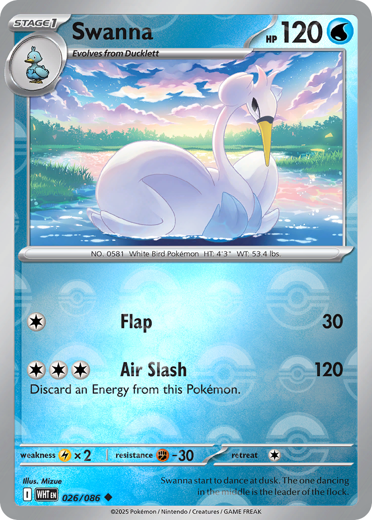 Swanna 026/086 White Flare Pokémon card