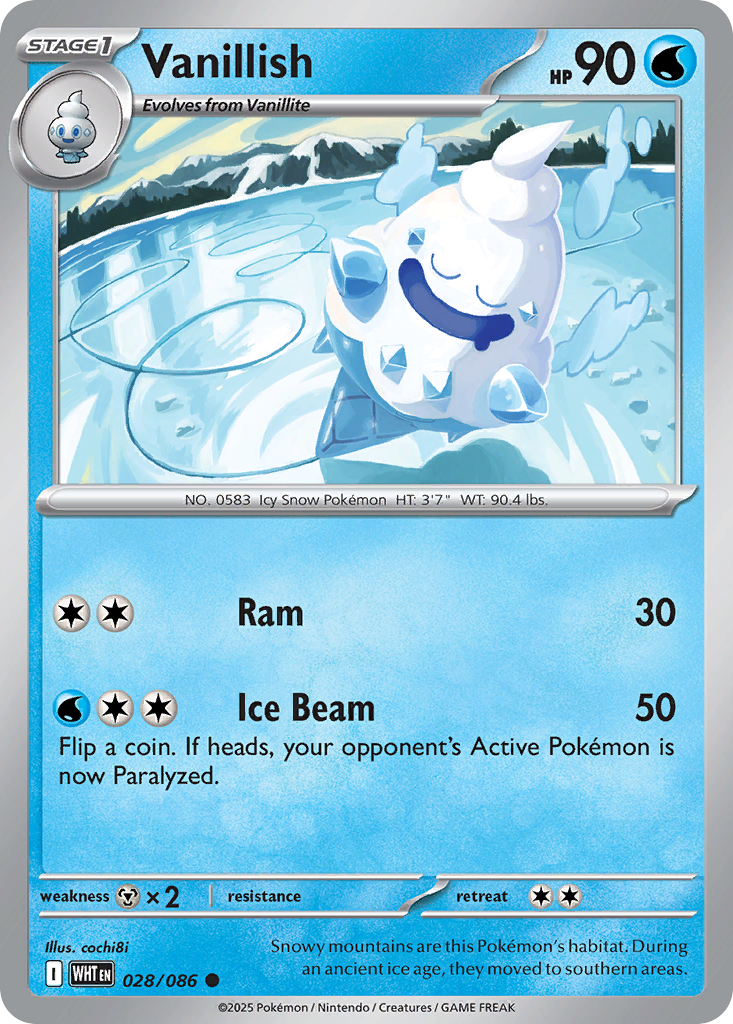 Vanillish 028/086 White Flare Pokémon card