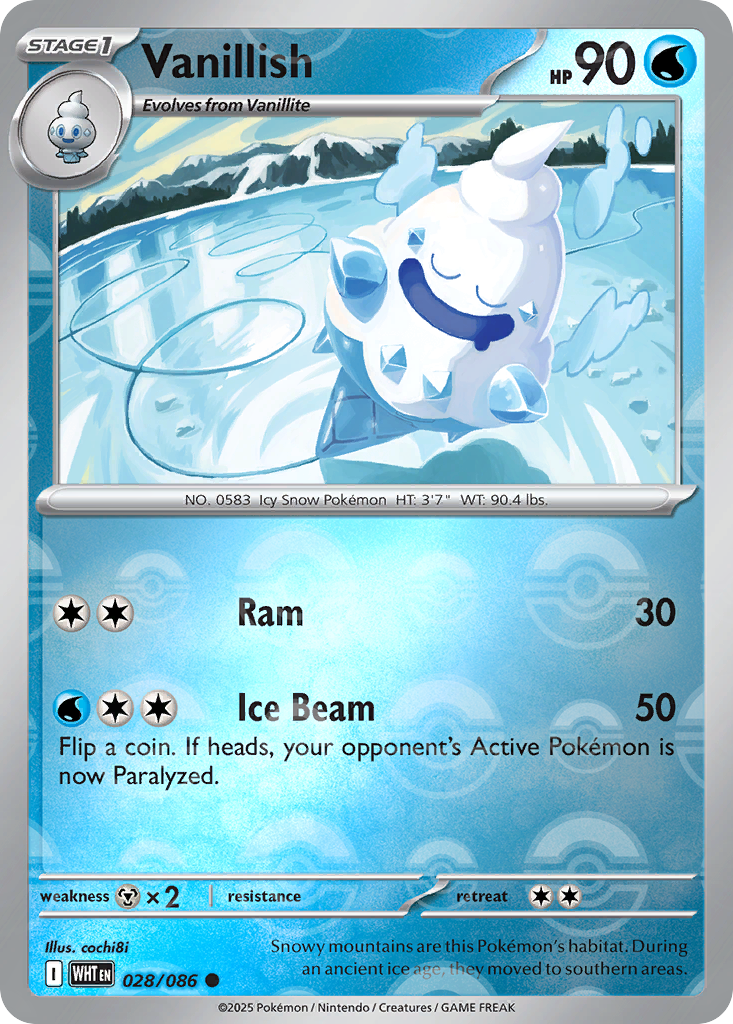 Vanillish 028/086 White Flare Pokémon card