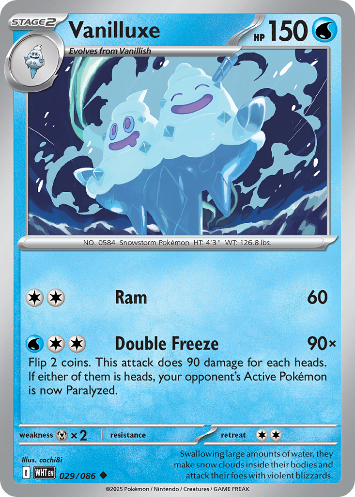 Vanilluxe 029/086 White Flare Pokémon card