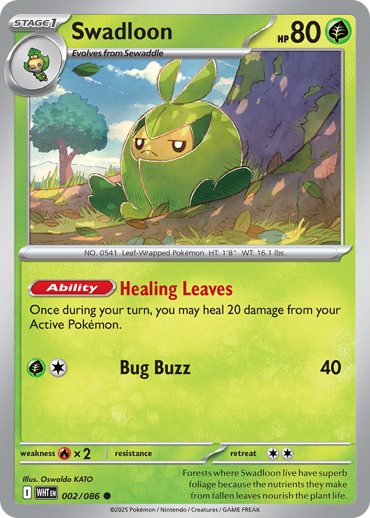 Swadloon 002/086 White Flare Pokémon card