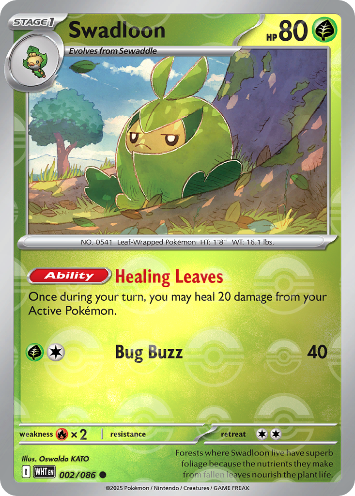 Swadloon 002/086 White Flare Pokémon card
