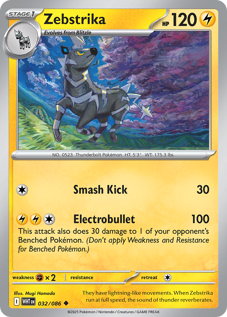 Zebstrika 032/086 White Flare Pokémon card