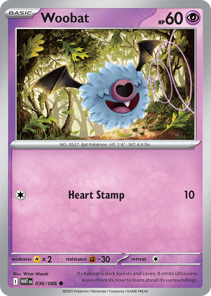 Woobat 036/086 White Flare Pokémon card