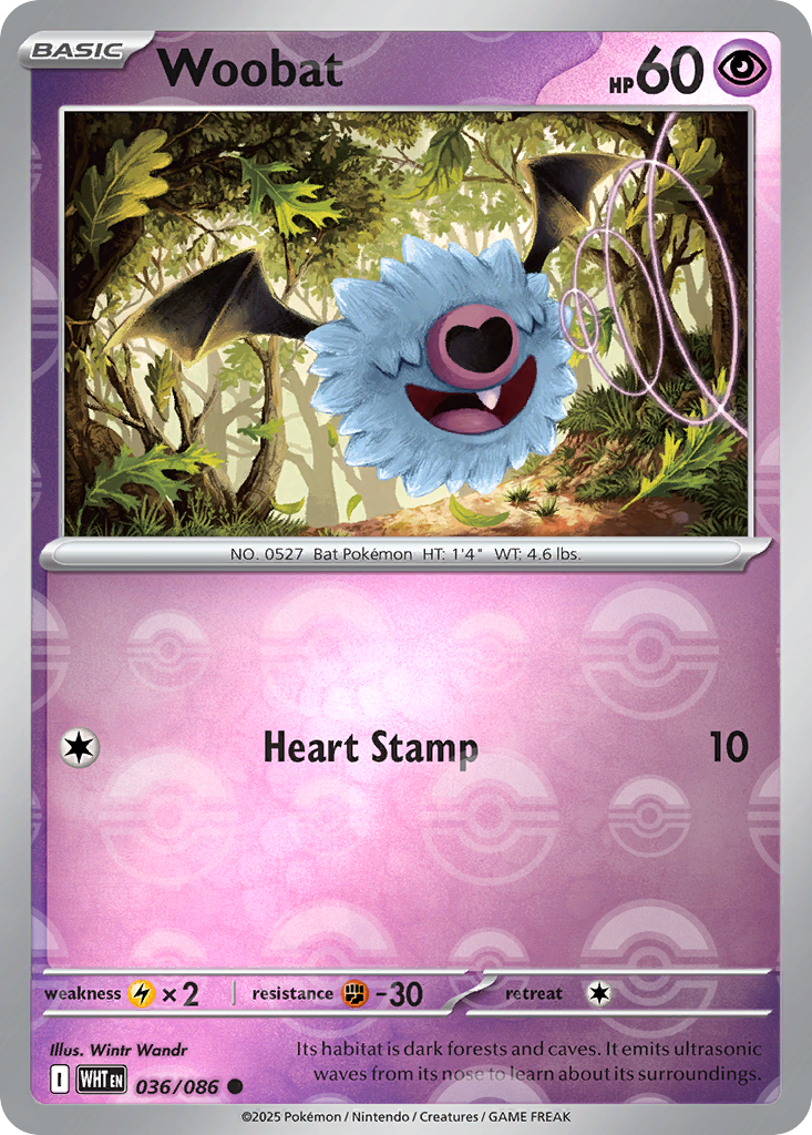 Woobat 036/086 White Flare Pokémon card