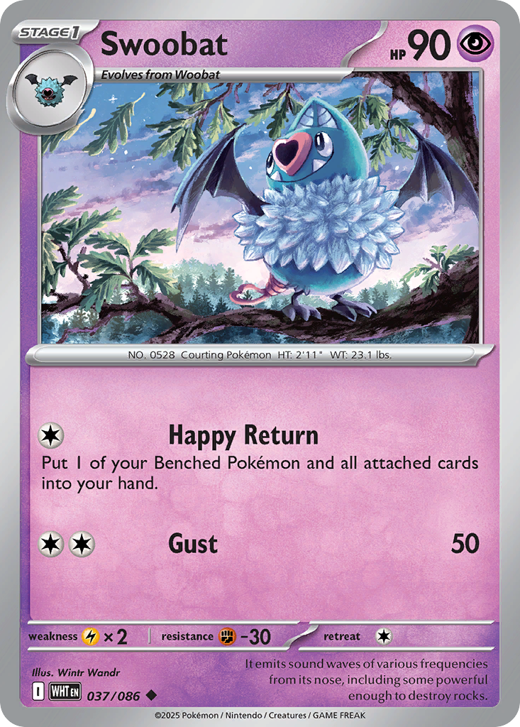 Swoobat 037/086 White Flare Pokémon card