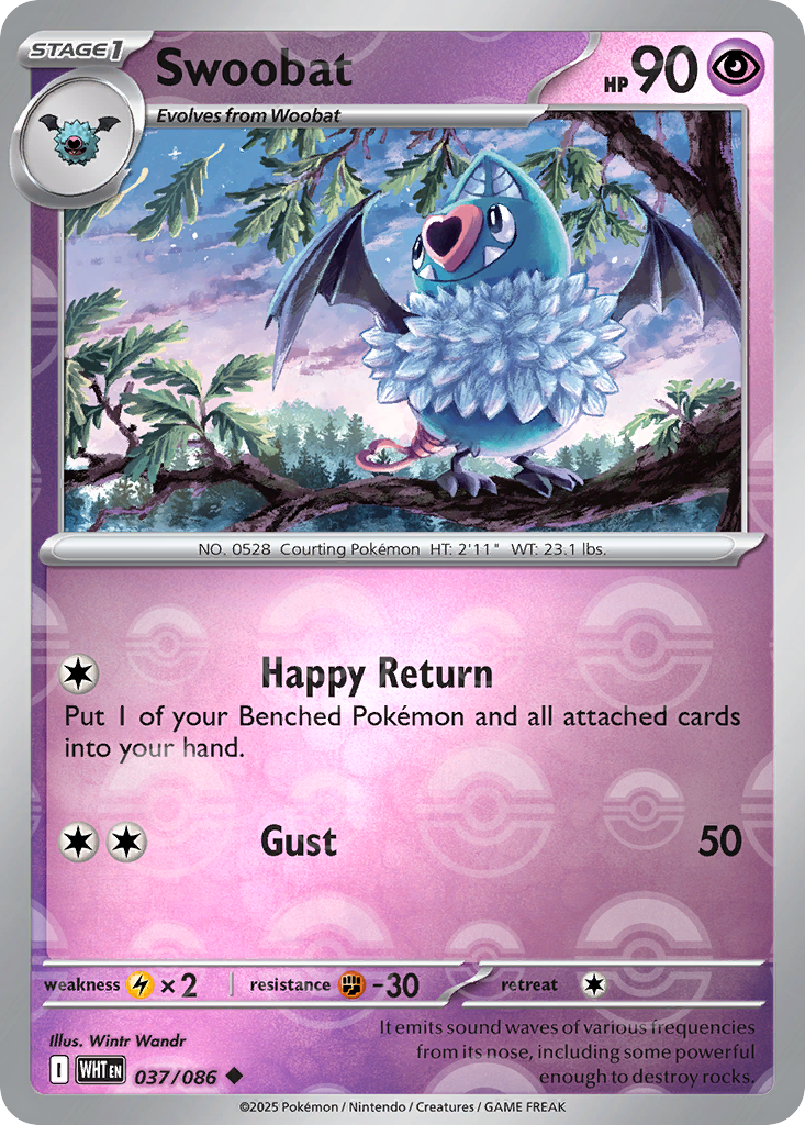 Swoobat 037/086 White Flare Pokémon card