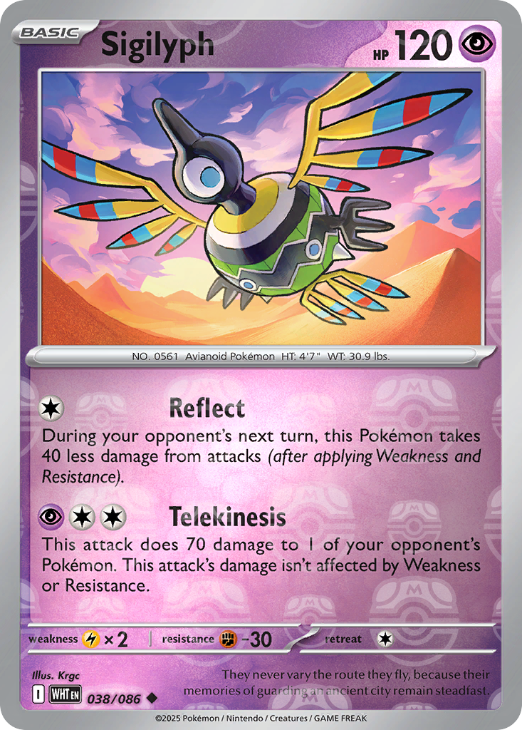 Sigilyph 038/086 White Flare Pokémon card