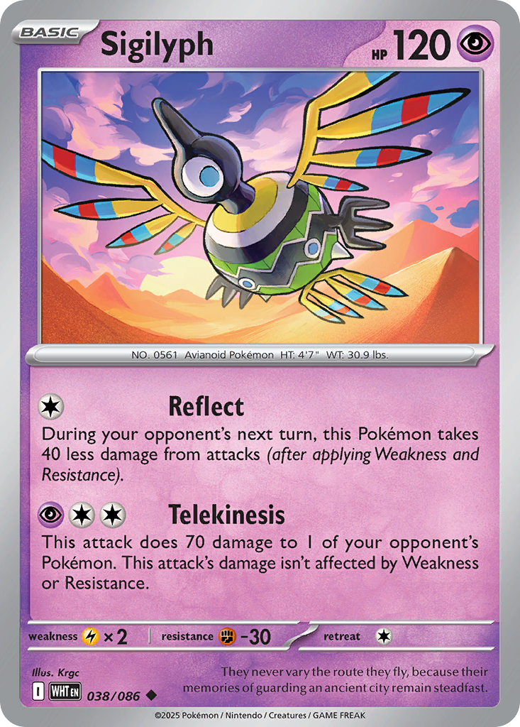 Sigilyph 038/086 White Flare Pokémon card