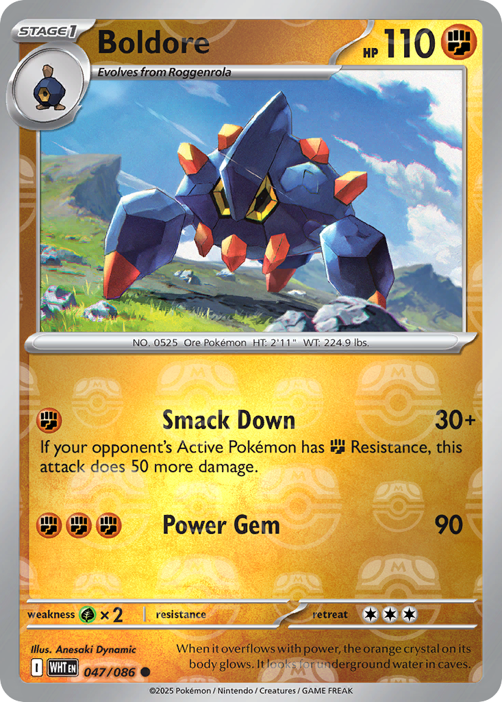 Boldore 047/086 White Flare Pokémon card