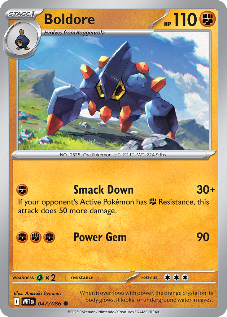 Boldore 047/086 White Flare Pokémon card