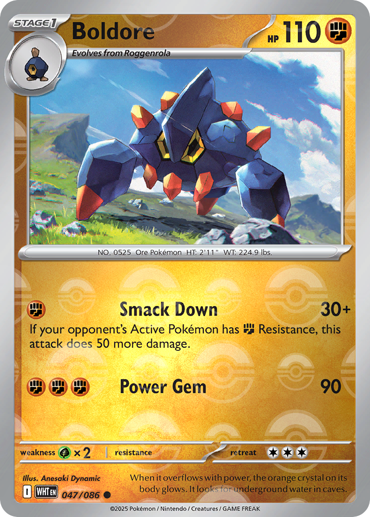 Boldore 047/086 White Flare Pokémon card