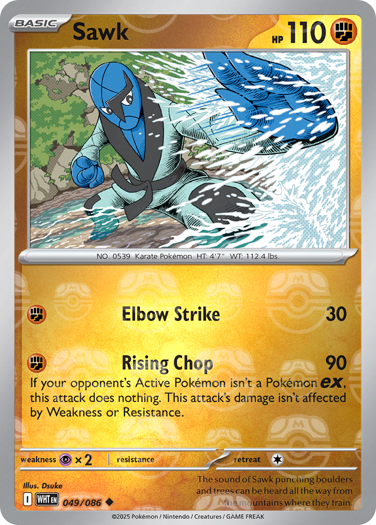 Sawk 049/086 White Flare Pokémon card