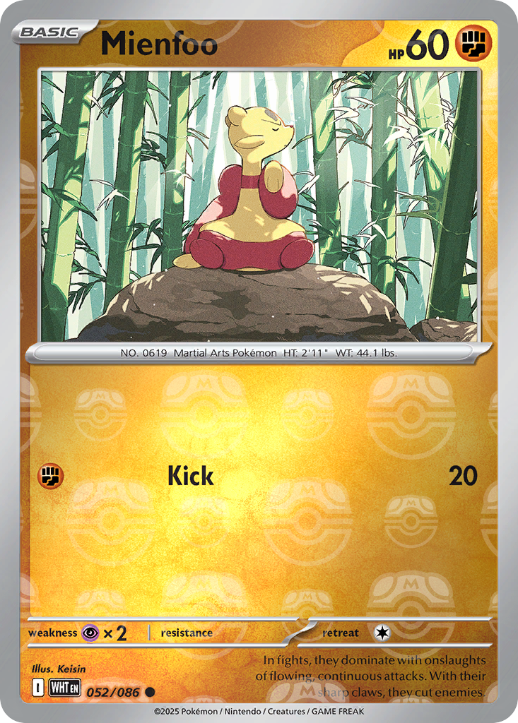 Mienfoo 052/086 White Flare Pokémon card
