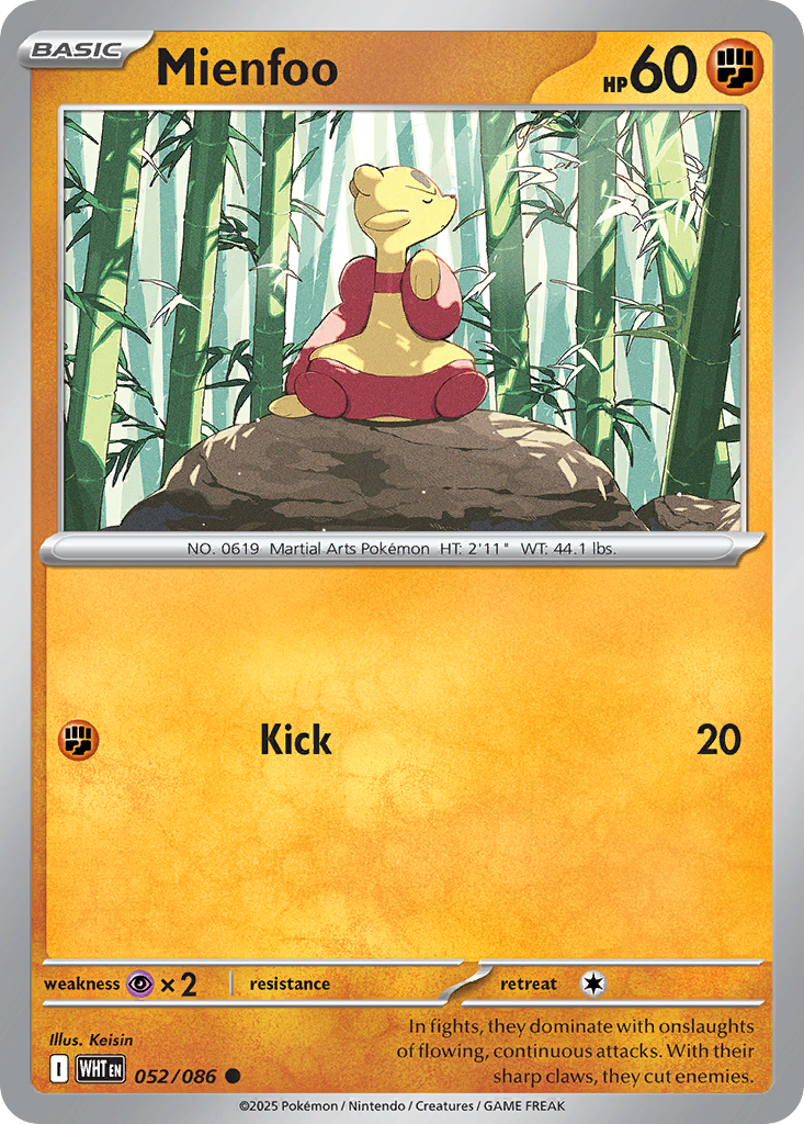 Mienfoo 052/086 White Flare Pokémon card
