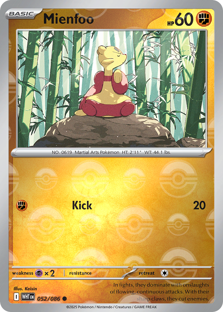 Mienfoo 052/086 White Flare Pokémon card