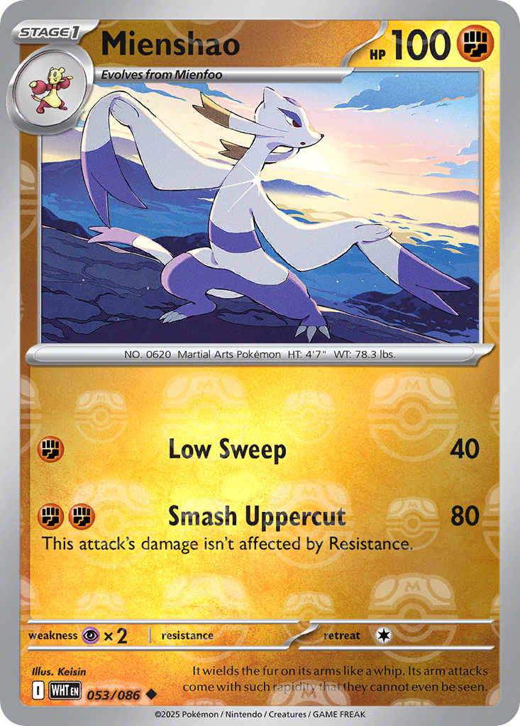 Mienshao 053/086 White Flare Pokémon card
