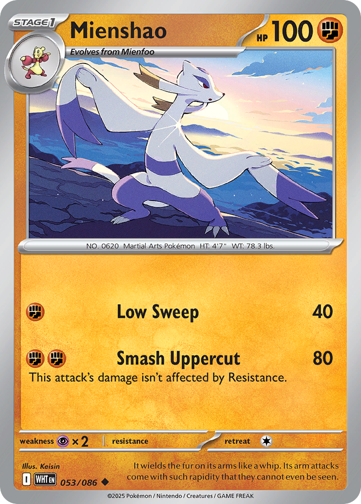 Mienshao 053/086 White Flare Pokémon card