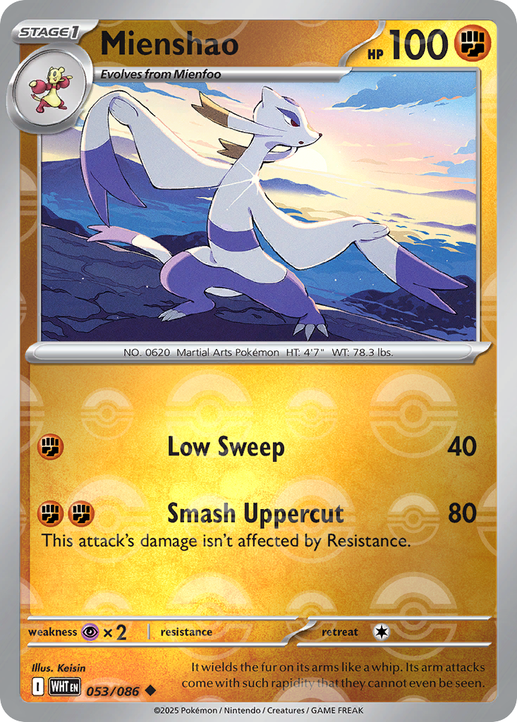 Mienshao 053/086 White Flare Pokémon card