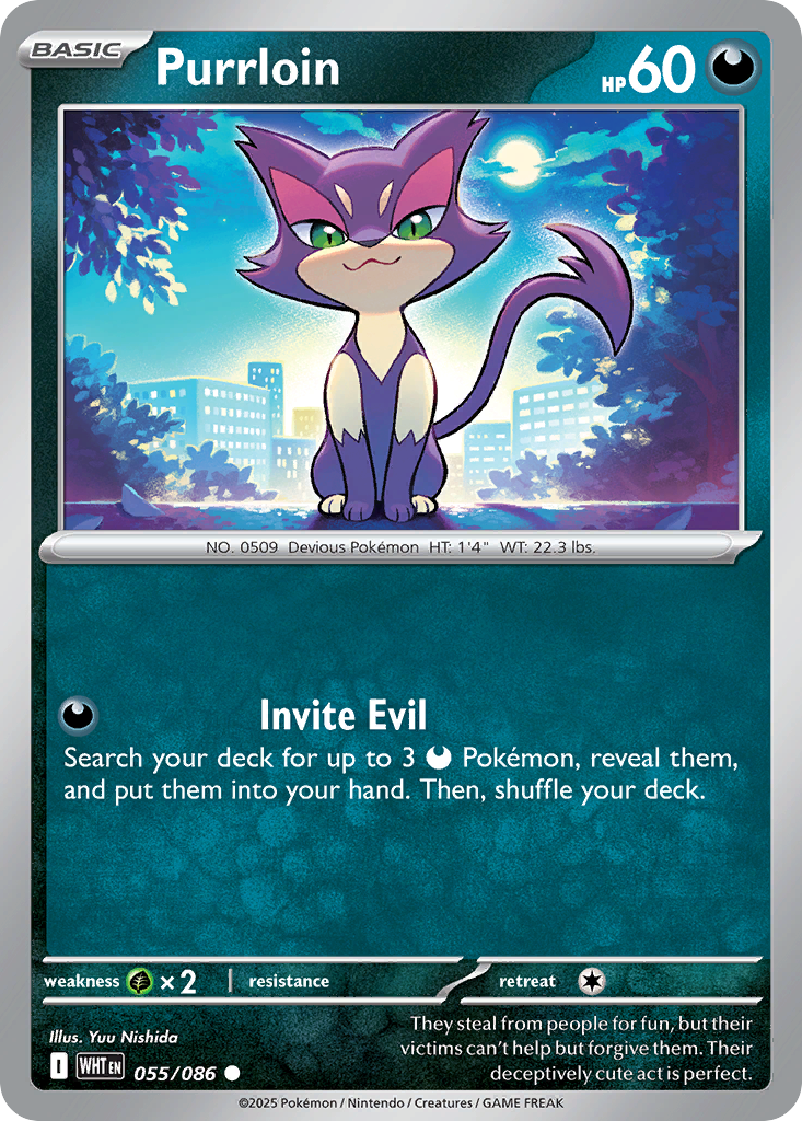 Purrloin 055/086 White Flare Pokémon card