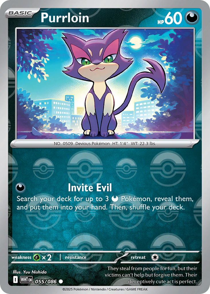 Purrloin 055/086 White Flare Pokémon card