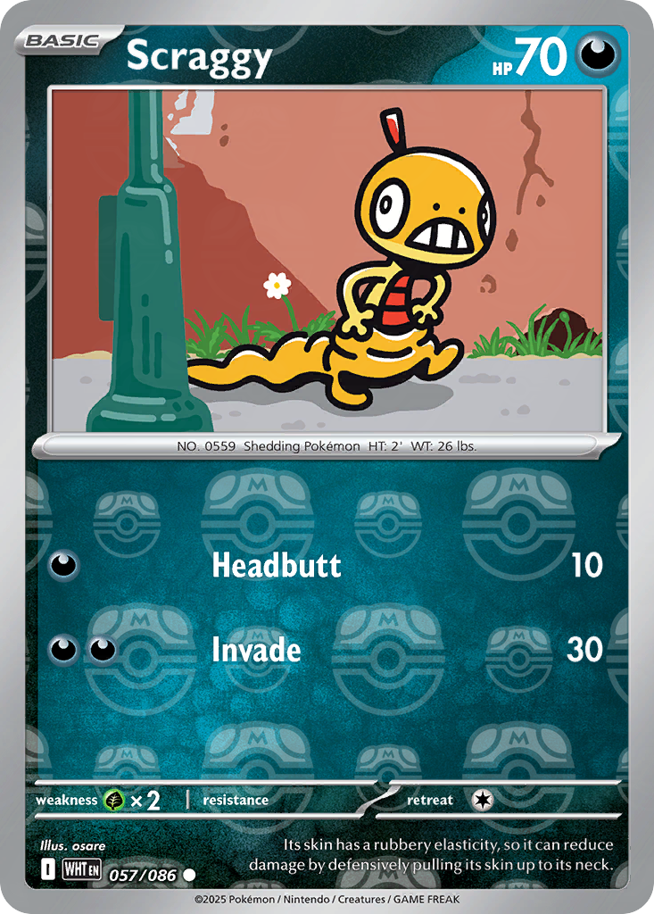 Scraggy 057/086 White Flare Pokémon card