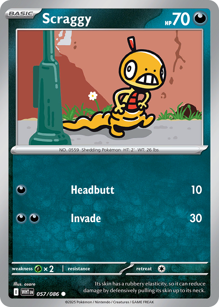Scraggy 057/086 White Flare Pokémon card