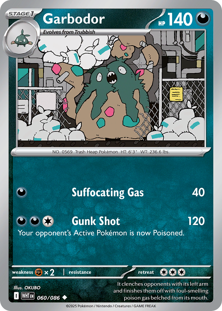 Garbodor 060/086 White Flare Pokémon card