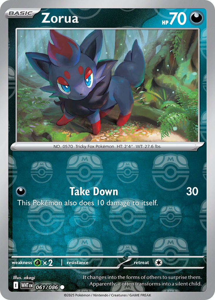 Zorua 061/086 White Flare Pokémon card