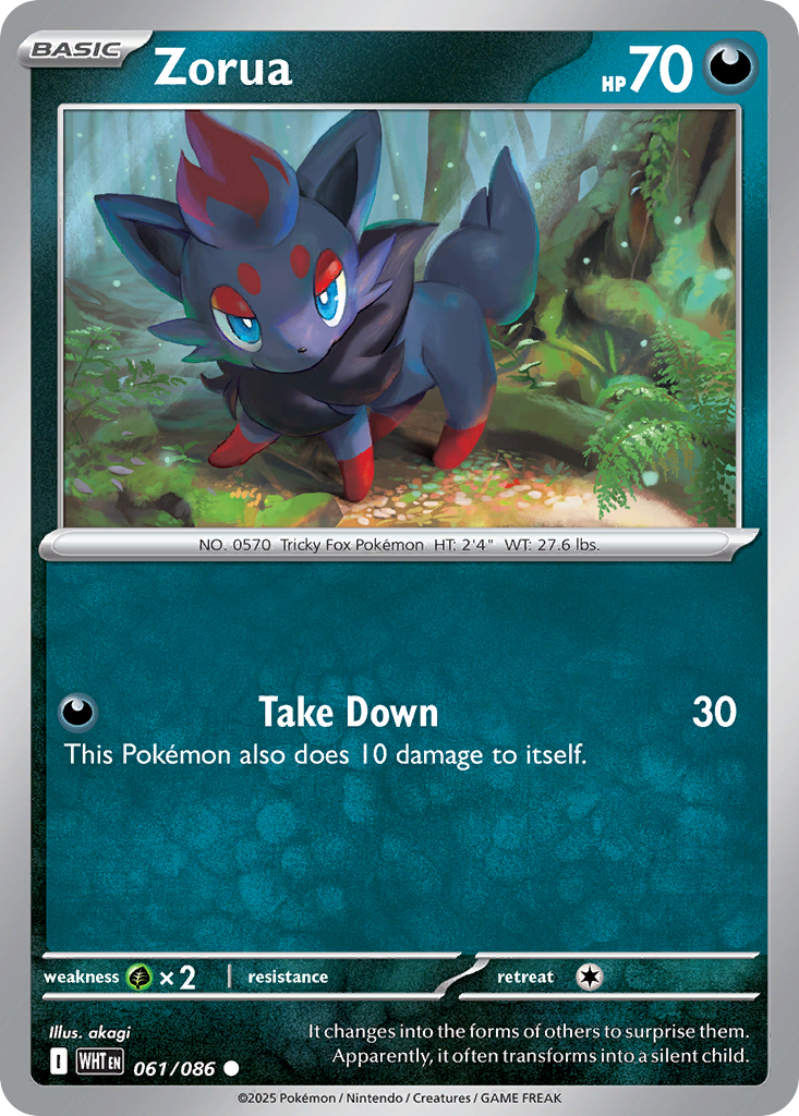 Zorua 061/086 White Flare Pokémon card