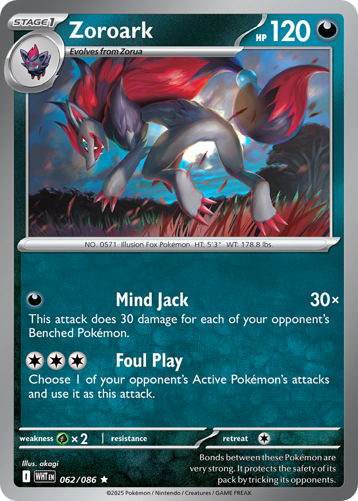 Zoroark 062/086 White Flare Pokémon card