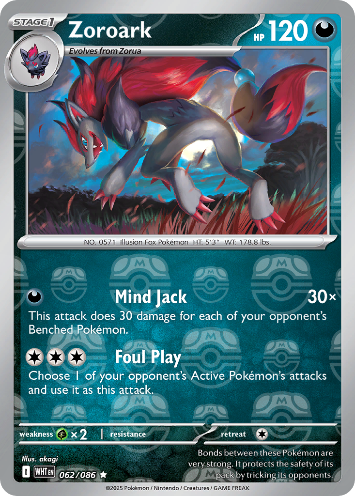 Zoroark 062/086 White Flare Pokémon card