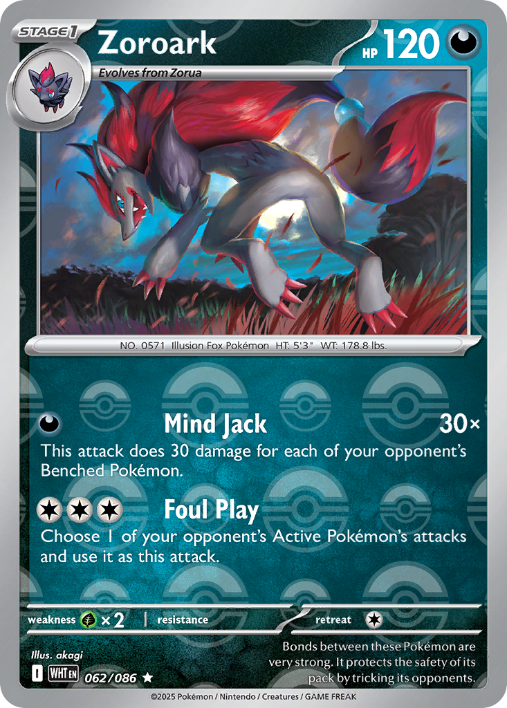 Zoroark 062/086 White Flare Pokémon card