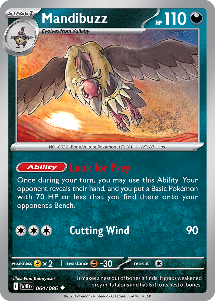 Mandibuzz 064/086 White Flare Pokémon card