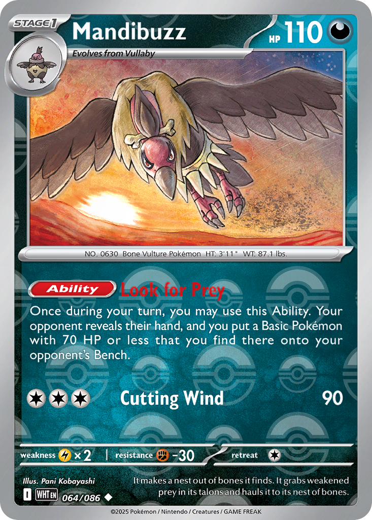 Mandibuzz 064/086 White Flare Pokémon card