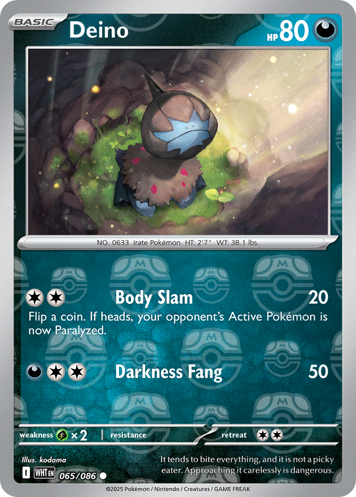 Deino 065/086 White Flare Pokémon card