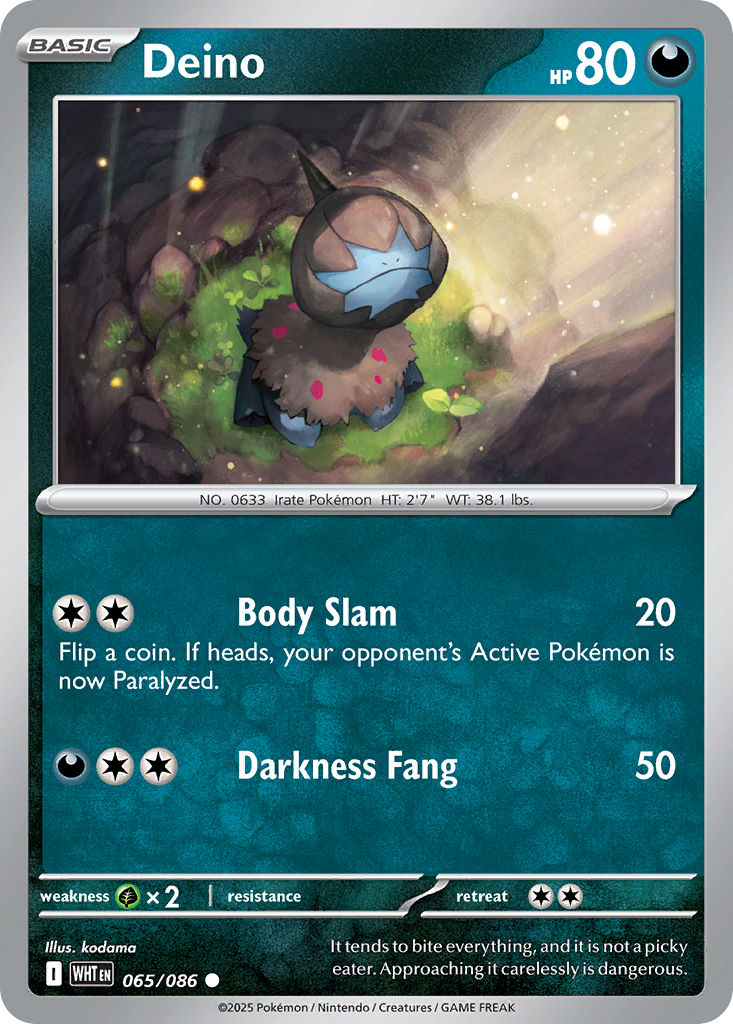 Deino 065/086 White Flare Pokémon card