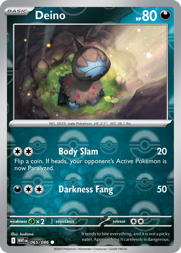 Deino 065/086 White Flare Pokémon card