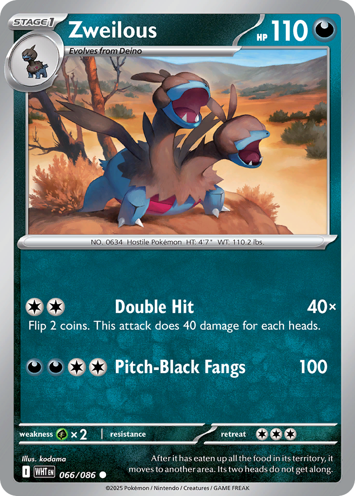 Zweilous 066/086 White Flare Pokémon card