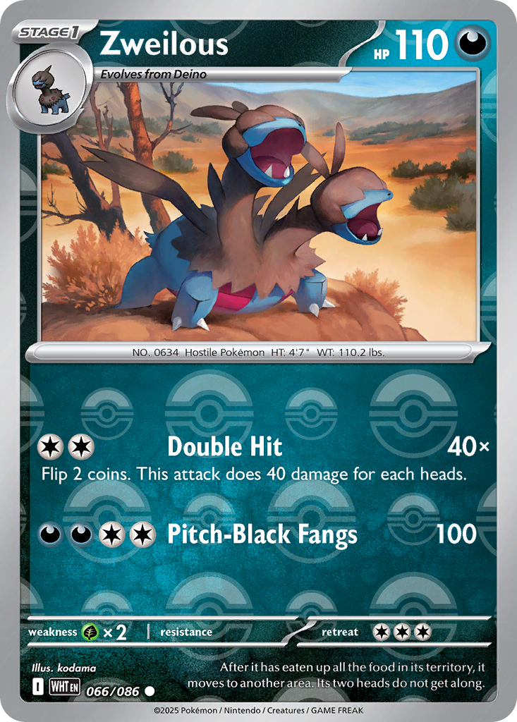 Zweilous 066/086 White Flare Pokémon card