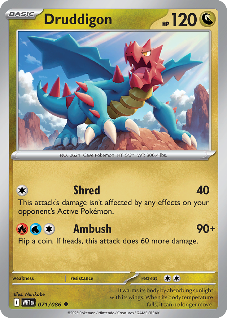 Druddigon 071/086 White Flare Pokémon card