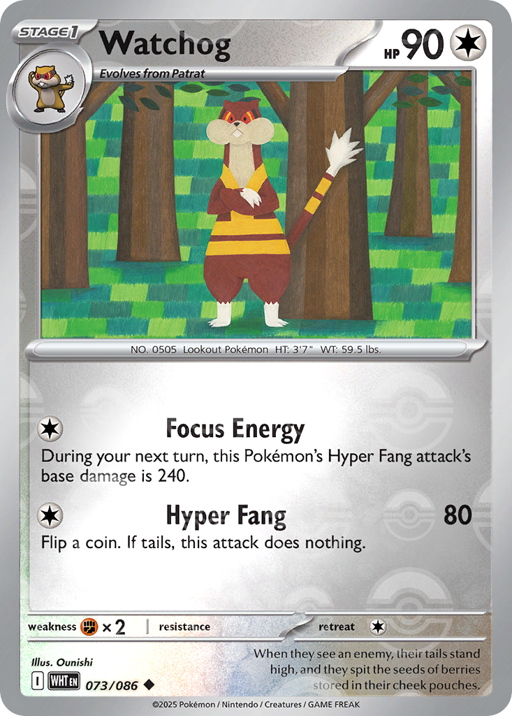 Watchog 073/086 White Flare Pokémon card