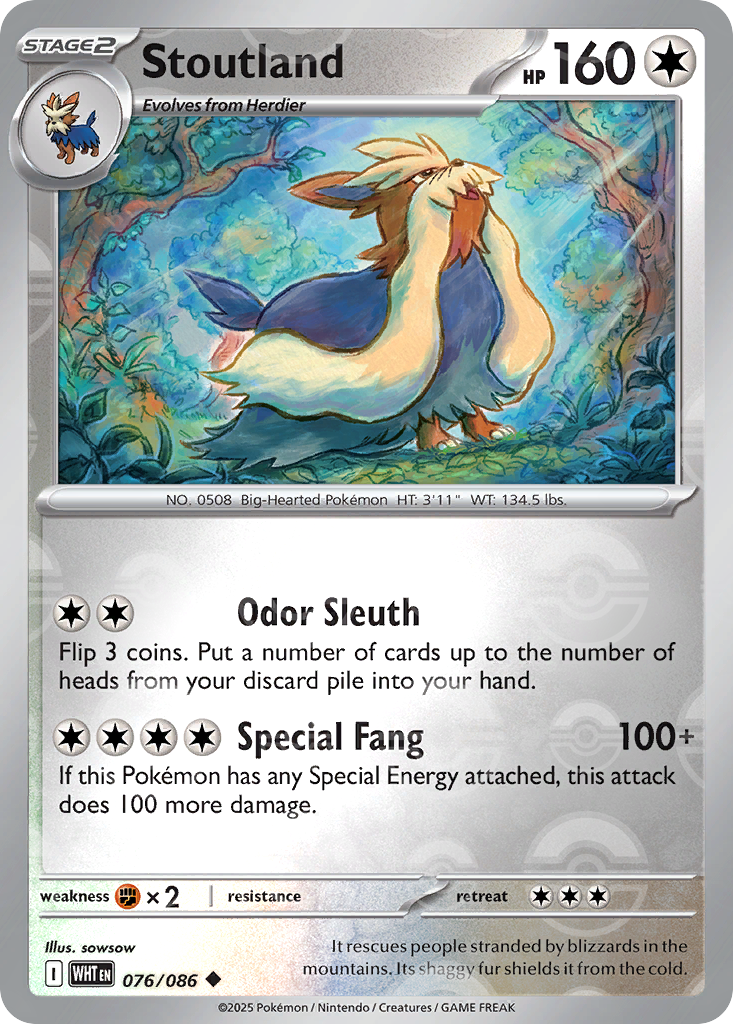 Stoutland 076/086 White Flare Pokémon card