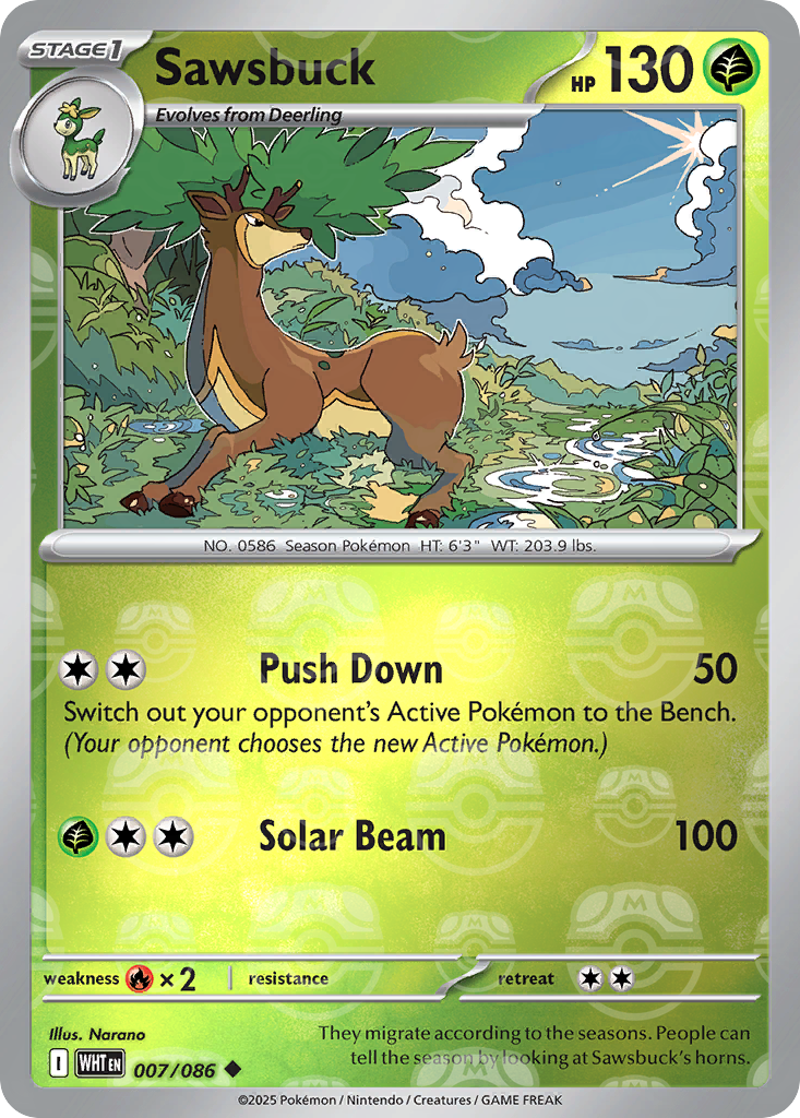 Sawsbuck 007/086 White Flare Pokémon card